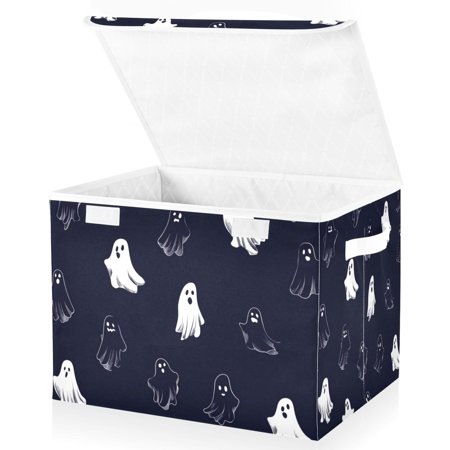 Foldable Fabric Storage Bin With Handle Collapsible Basket Box Storage With Lid Organizer Ghosts