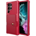 thumbnail image 6 of for Samsung Galaxy S23 Ultra Case with Card Holder, Compatible with Magnetic Car Mount, Heavy Duty Shockproof Rugged Soft TPU Back Leather Flip Wallet Cover Galaxy S23 Ultra 5G 6.8", Red, 6 of 12