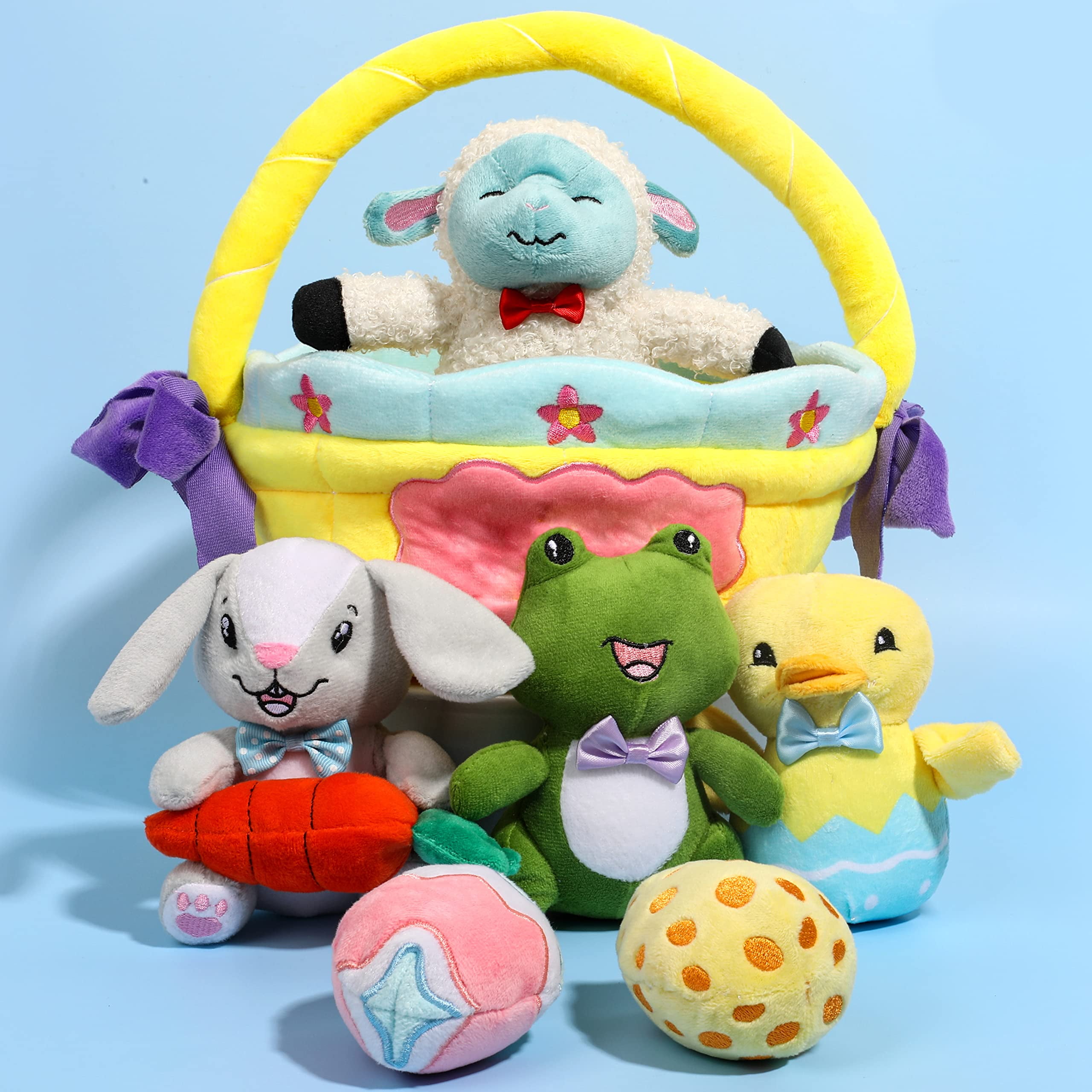 Joyfy 8 Pcs Easter Basket Plushies for Kids,Easter Basket Stuffers Fillers,Plush Bunnies Stuffed Animals,Easter Toys for Kids Children Birthday Gifts,Party Favors Decor