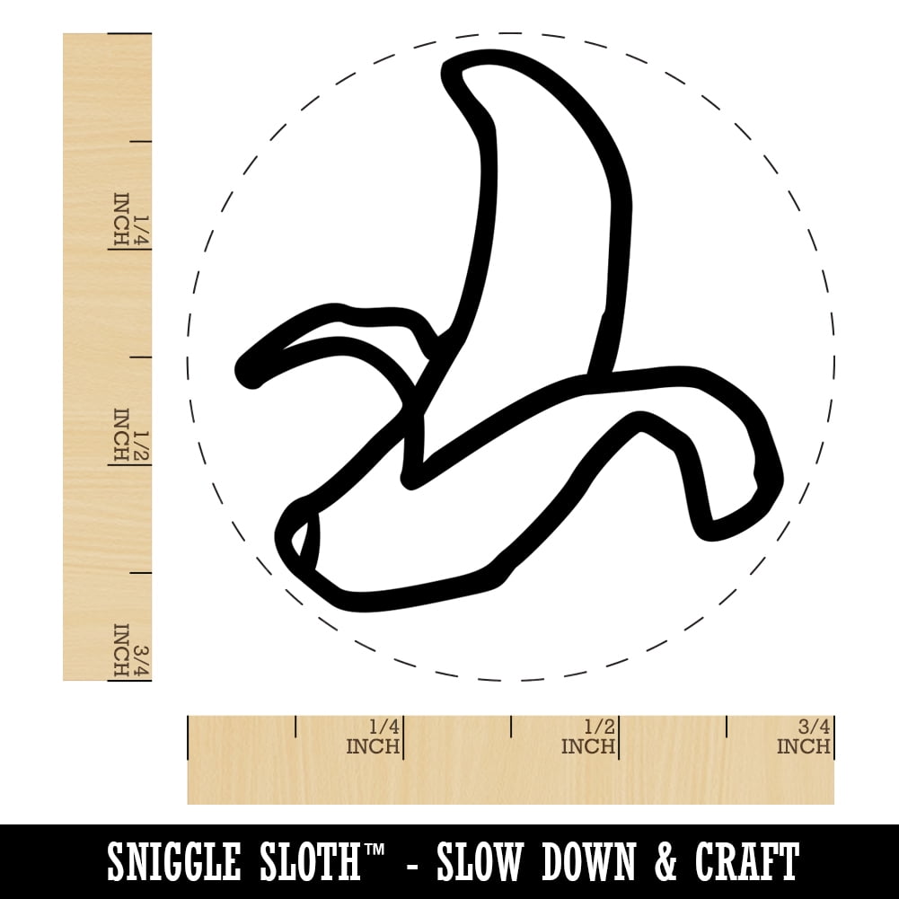 Peeled Banana Doodle Self-Inking Rubber Stamp Ink Stamper - Brown Ink - Small 3/4 Inch