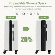 Nextay 3-Piece Luggage Sets, Hard Shell Suitcases with Spinner Wheels, Lightweight Rolling Suitcase Sets with TSA Lock, White (20/24/28 Inch)