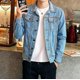 thumbnail image 4 of Chaquetas vaqueras para hombre, chaquetas vaqueras azul claro, abrigos de alta calidad, abrigos vaqueros ajustados de algodón para hombre, nuevos abrigos vaqueros informales de primavera para hombre, 4 of 4