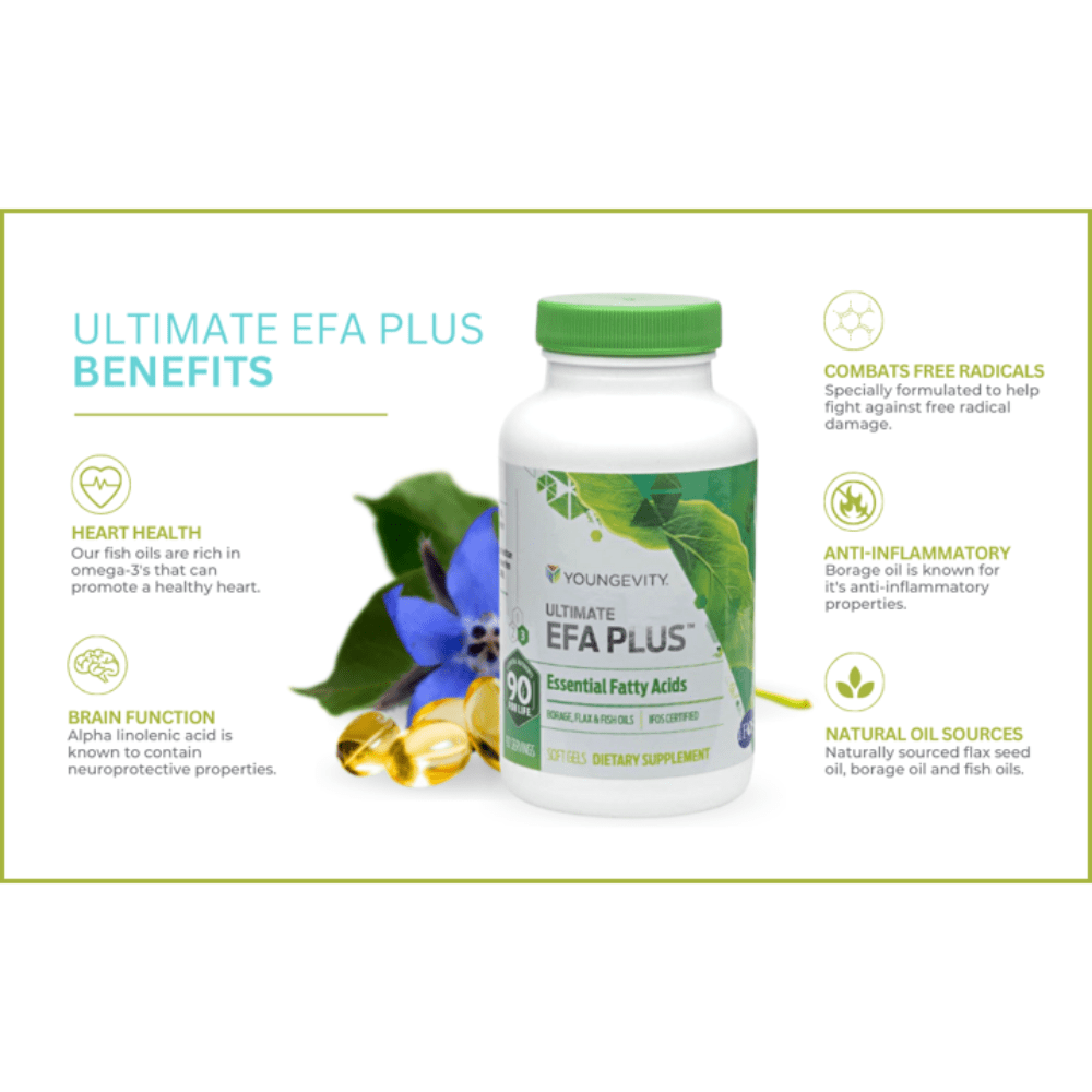 Youngevity Ultimate EFA Plus Omega Fatty Acid Supplement, 90 Softgels