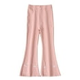 thumbnail image 2 of WRKEKC Girls Flare Leggings Pants Bow-Accented Slight-Flare Cuffed Hem Fleece-Lined Elastic Waist Thickened Warm Stretchy Comfy Fall Winter Pants for 1-14 Years, 2 of 3