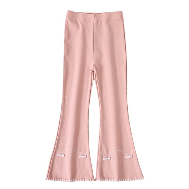 YUNAFFT Girls Flared Pants Lightweight Ribbed Texture High Waist Casual 1-14Y Spring Fall Elastic Waist Breathable Cotton