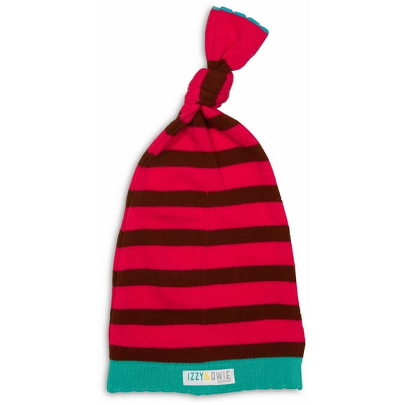 Pavilion Gift Company - Pink and Brown Stripe - 0-12 Month Baby Hat