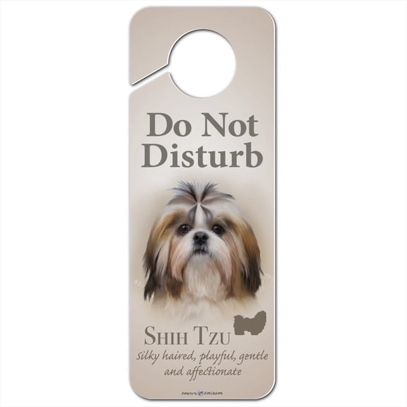 Shih Tzu Dog Breed Plastic Door Knob Hanger Sign