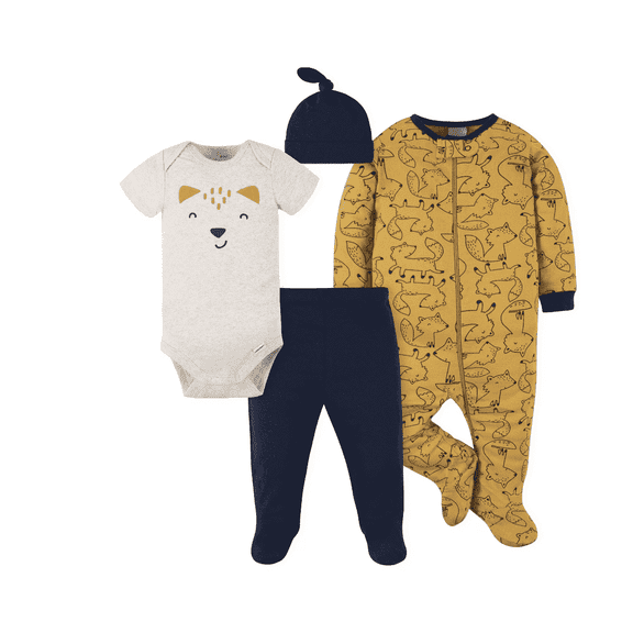 NEWBORN Gerber 4-Piece Baby Boys Fox Outfit Set