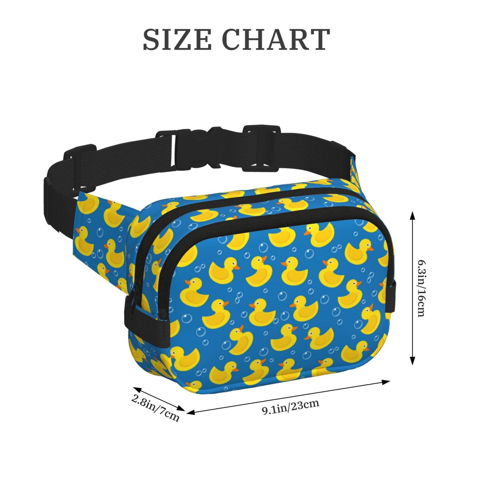 Picia Rubber Duck Print Square Double-Layer Waist Bag Mini Adjustable Waist Belt Bag Exercise Running Travel Hiking