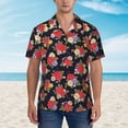 thumbnail image 2 of Fotbe Red Rose Flower Hawaiian Shirt for Men Unisex Summer Beach Casual Short Sleeve Cotton Linen Button Down Shirts-3X-Large, 2 of 5