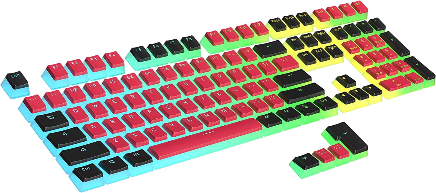 SHIQI-Pudding PBT Keycaps | 112 Double Shot Translucent ANSI US & ISO ...