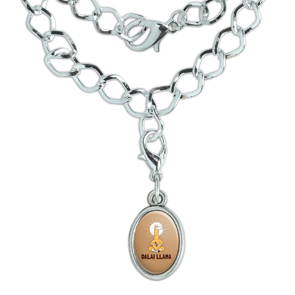 GRAPHICS & MORE Dalai Llama Funny Humor Silver Plated Bracelet with Antiqued Oval Charm