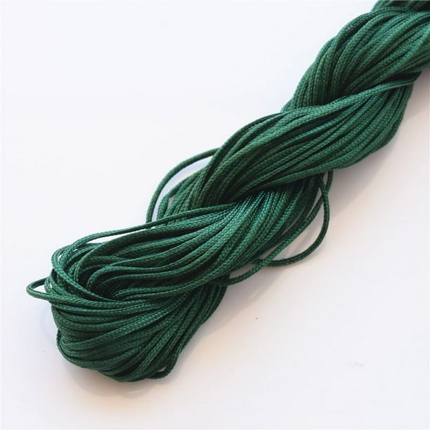 Xiao Hua Cordón de satén de 1 mm con nudo chino, hilo de macramé de nailon, cordón de seda de cola de rata, cordón para abalorios, para collares, pulseras y bisutería, color verde oscuro.