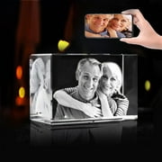 AISENIN Personalized 3D Engraved Crystal Photo, Custom 3D Photo Crystal, Laser Photo Etched Engraved Inside Crystal with Picture Photograph, 3D Glass Picture Cube Gift Idea