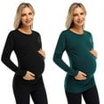 thumbnail image 3 of Maternity Shirt Side Button and Ruched Maternity Tunic Tops Maternity Short Sleeve T-Shirts (M,Black&amp;BW), 3 of 9