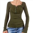 thumbnail image 2 of Blusa de Larga con Estampado de Hadas Grunge para Mujer, Estilo Otoño Y2k, con Cuello Cuadrado y Encaje, Estilo Vintage, Estilo Entallado. Verde M, 2 of 7