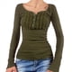 thumbnail image 2 of Blusa de Larga con Estampado de Hadas Grunge para Mujer, Estilo Otoño Y2k, con Cuello Cuadrado y Encaje, Estilo Vintage, Estilo Entallado. Verde M, 2 of 7
