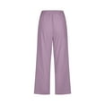 thumbnail image 6 of Dazajoo Elastic Waist Linen Capris for Women 2025 Casual Solid Color Straight Leg Pants with Pockets Summer Lightweight Cotton Linen Pants,Purple,M, 6 of 6
