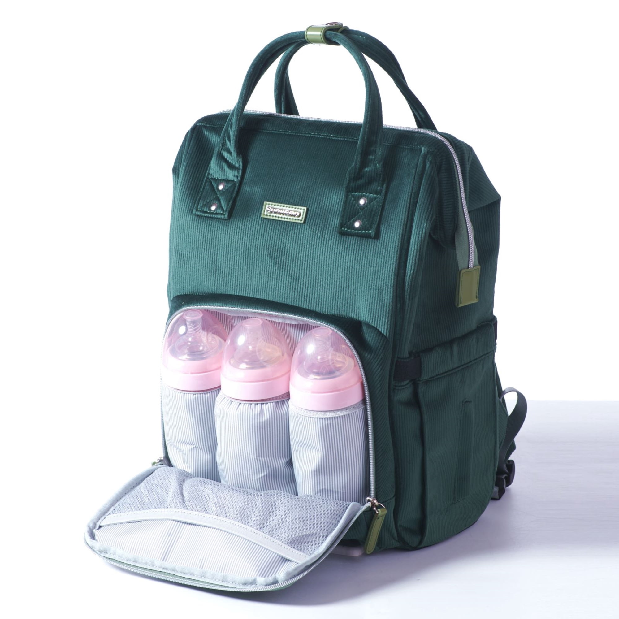 Sunveno Corduroy Diaper Bag with Large Capacity