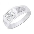 thumbnail image 2 of AFFY (0.25 cttw) Round Shape White Natural Diamond Men's Fashion Band Ring In 10k White Gold Ring Size-8.5, 2 of 2