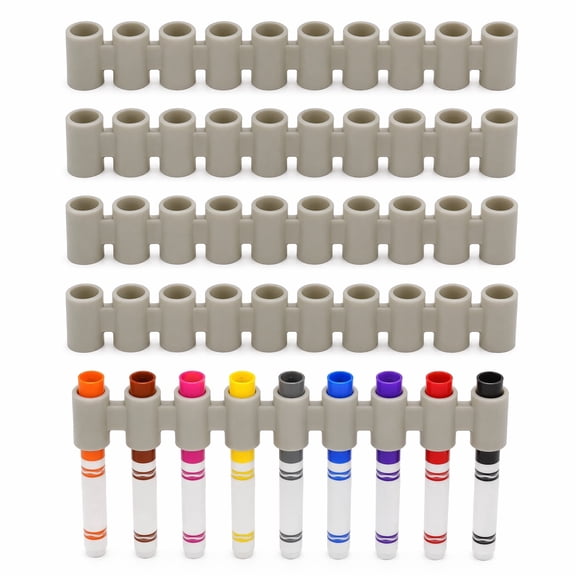 Marker Holders (5 Pack): Silicone Organizers for Broad Tip Markers, Prevent Lost Lids, Portable, Value Family Size, Dishwasher Safe