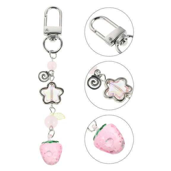 OFFIGAM Strawberry Keychain Bag Charm Cute Decorative Accessory for Handbags and Keys