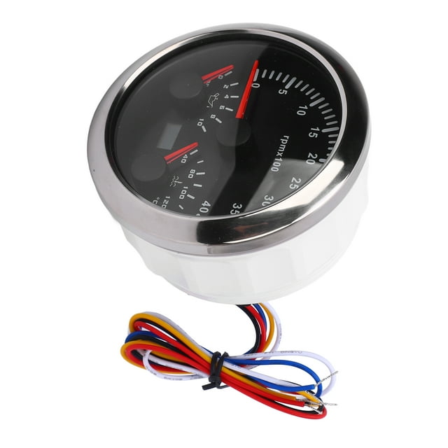 Multifunctional 3 in 1 Tachometer Meter, Water Temp Gauge, Oil Pressure, 7 Color Backlit for RV Yacht Truck, Suitable for Trucks, Tractors, Trailers, Cars, RVs, Boats