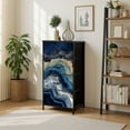 thumbnail image 7 of Boho Dresser for Bedroom with 4 Storage Drawers abstract blue agate golden veins white marble fake painted artificial Dressers Chest of Drawers Steel Framed Fabric Closet Organizers for Entryway, 7 of 7