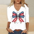 thumbnail image 7 of Xucatan Womens 3/4 Sleeve V Neck American Flag T-Shirts 4th of July Independence Day Summer Graphic Tee Top Gift, 7 of 7