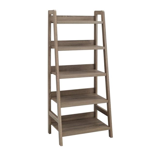 Atlin Designs Bibliothèque Échelle Côtière à 5 Tablettes en Bois, Gris Délavé