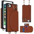 thumbnail image 2 of for iPhone 7/8/SE 2020/SE 2022 Crossbody Case with Card Holder for Women,360°Rotating Ring Kickstand,Magnetic Clasp, 3 Card Slots,Flip PU Leather Girl's Phone Wallet Casas for Ladies(Brown), 2 of 17
