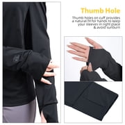 CAMEL Womens Sun Protection Clothing UPF 50+ Lightweight Womens Activewear Long Sleeve Rash Guard Shirts Breathable Sunscreen Hoodie Workout Tops Outdoor Hiking Black
