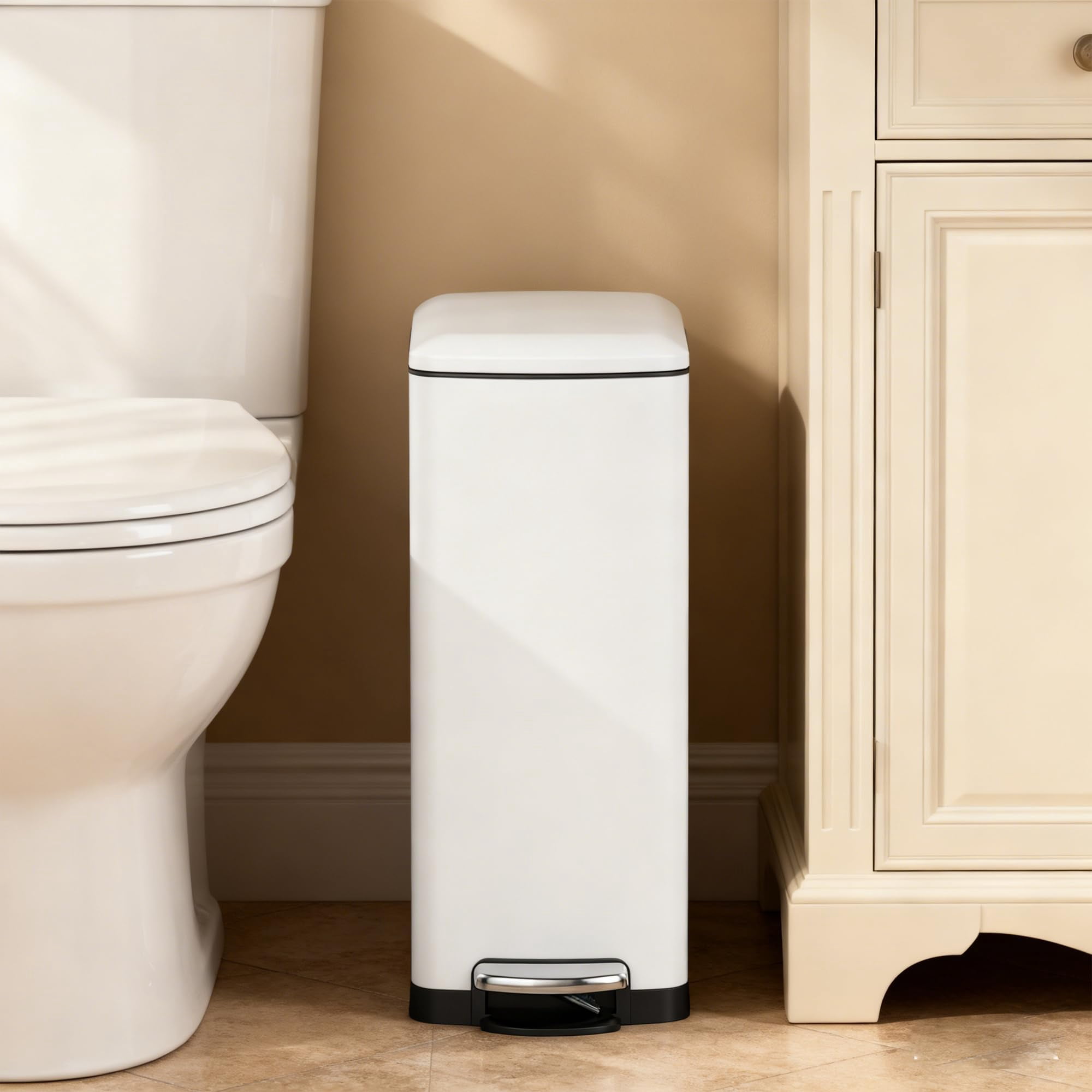 Accreate Slim Kitchen Trash Can 13 Gal, Skinny Stainless Steel Garbage Can with Removable Inner Bucket & Soft Close Lid, Narrow Trash Bin for Bathroom Living Room Office