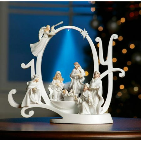 Collections Etc Lighted Joy Nativity, Outdoor Lighted Nativity Scene Canada