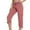 Watermelon Red, variant on Lenpel Women's Cargo Capri Pants Lightweight High Waisted Drawstring Cropped Hiking Pants Summer Casual Travel Shorts with Pockets