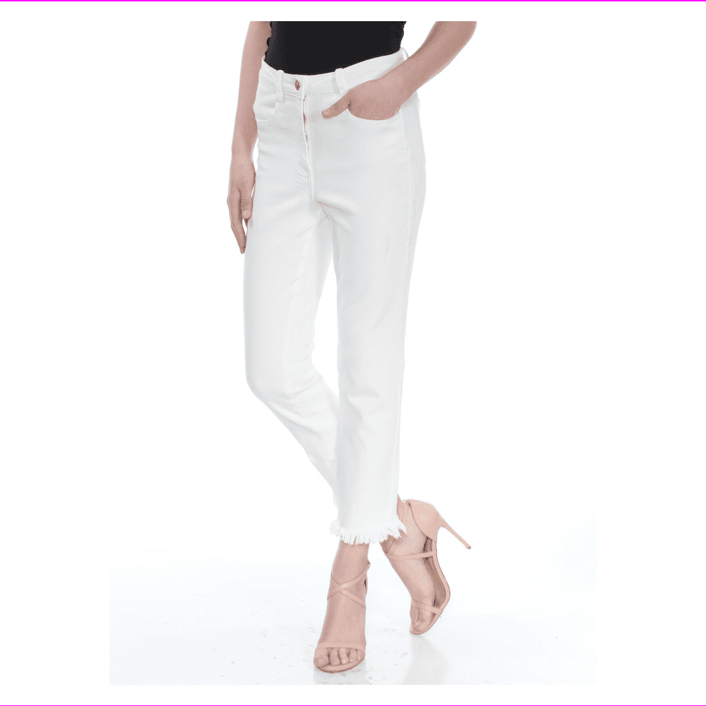 white frayed skinny jeans