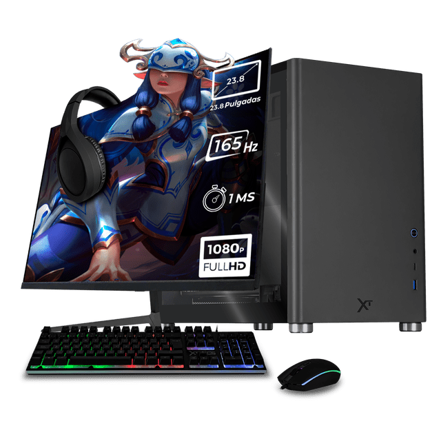Xtreme PC Gaming AMD Radeon RX 6600 Ryzen 5 5500 16GB SSD 500GB Monitor 23.8 144Hz WIFI Grey gris