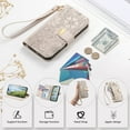 thumbnail image 3 of for Motorola Moto G22/E32s Leather Phone Case Zipper Wallet Handbag, Embossed Floral Folio Flip Cover Kickstand, 2 Layer Card Slot Cash Holder, Magnetic Buckle, Shoulder Wrist Strap, 3 of 9