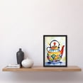 thumbnail image 2 of Enamelled Patterned Teapot Tea Kettle Folk Art Watercolour Painting Artwork Framed Wall Art Print A4, 2 of 4