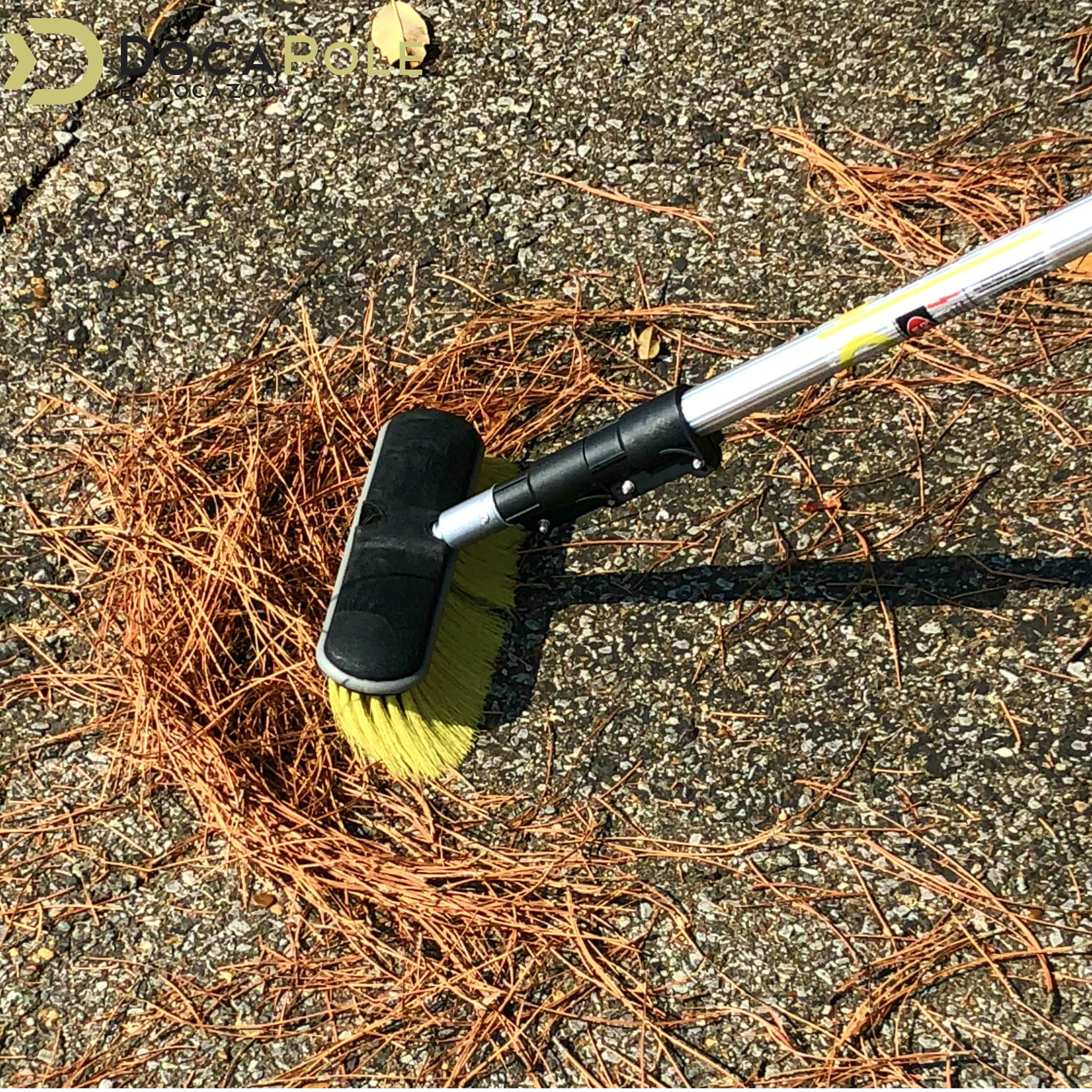 DocaPole 5-12 Foot (20 ft Reach) Extension Pole and 11” Hard Bristle Brush  for House Siding, Deck, Garage, Patio and More