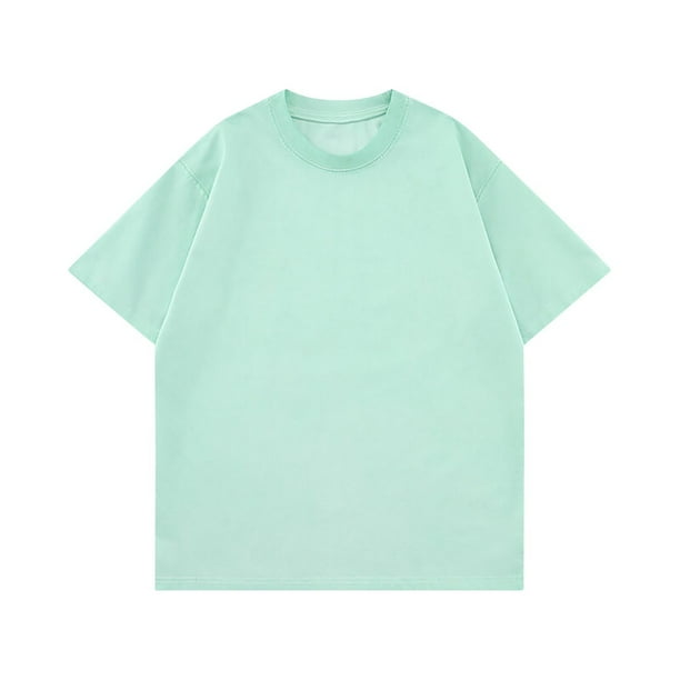 pstuiky camisetas de hombre, Camisas casuales vintage de color liso con cuello redondo y manga corta para hombre camisetas de hombre m