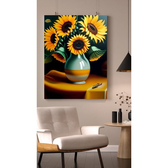 Sunflower Symphony - Sunflower Canvas Wall Art - Blooming Sunflower Canvas Wall Art