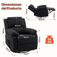 thumbnail image 2 of Korser Sillón Reclinable Giratorio 360°Adultos,Mecedora Pequeña Para Espacios Reducidos,Lino,Negro, 2 of 6