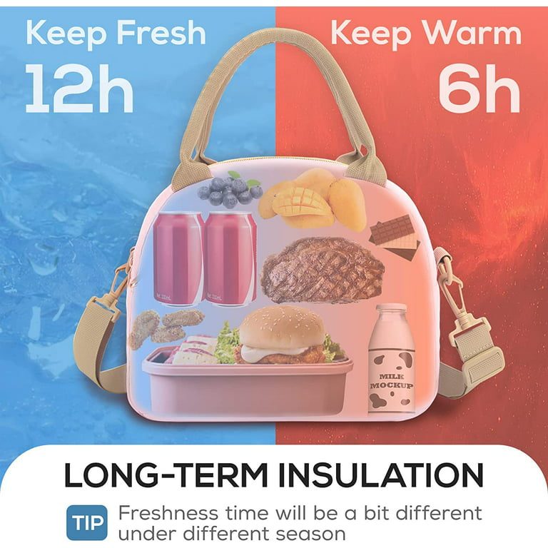 Lunch Bag Insulated Cold Stripe Picnic Carry Case Thermal Portable Lunch  Box Bento Pouch Lunch Container Food Storage Bags-Pink 