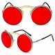 thumbnail image 2 of Unisex Sunglasses Flip Up Lens Round Eye Glasses Red, 2 of 3