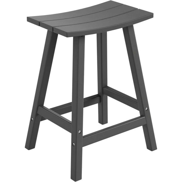 ZGOODWJ Saddle Seat Bar Stool 24" Inch Adirondack HDPE Backless Outdoor Patio Kitchen Counter Stool Seat (Gray/Grey)
