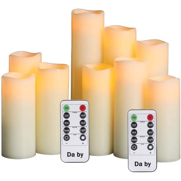 Da by LED Bougies Sans Flamme à Piles Ensemble de 9