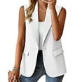 thumbnail image 2 of Charmgo Vest Tops for Women, Women's Sleeveless Coat Solid Color Cardigan Suit Casual Lapel Cardigan Jacket with Pockets Dress Vest Women, White Vests Women XXL, 2 of 9