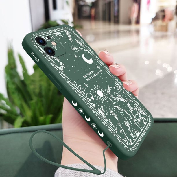 Funda de teléfono Fresh Moon Star para iPhone 14 13 12 11 Plus Pro Max Mini X XR XS SE2020 8 7 6 6S Plus, con correa Fivean unisex