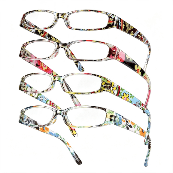 CUDIAO 4-Pack Readers for Women, Blue Light Blocking Reading Glasses, Stylish Reading Glasses for Women in 4 Patterns, Protective Blue Light Reading Glasses